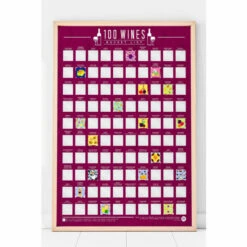 Gift Republic 100 Wines Scratch Off Bucket List Poster For Unisex